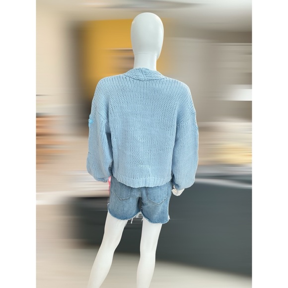 BAEVELY baby blue floral cardigan S M L - Picture 6 of 7